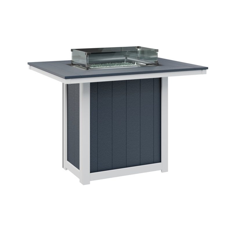 Berlin Gardens Donoma 54″ Rectangular Bar Fire Pit Table, Navy Blue, 38.87" H x 53.87" W x 41.37" D