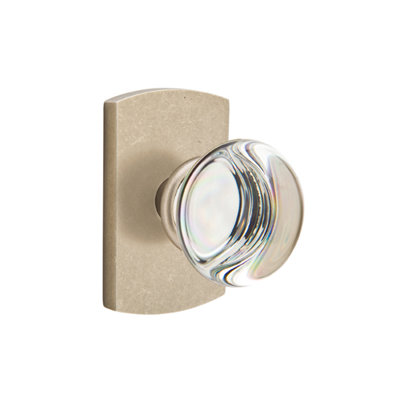 Ensemble de boutons de passage Emtek avec rosette # 4 et bouton de verre Providence