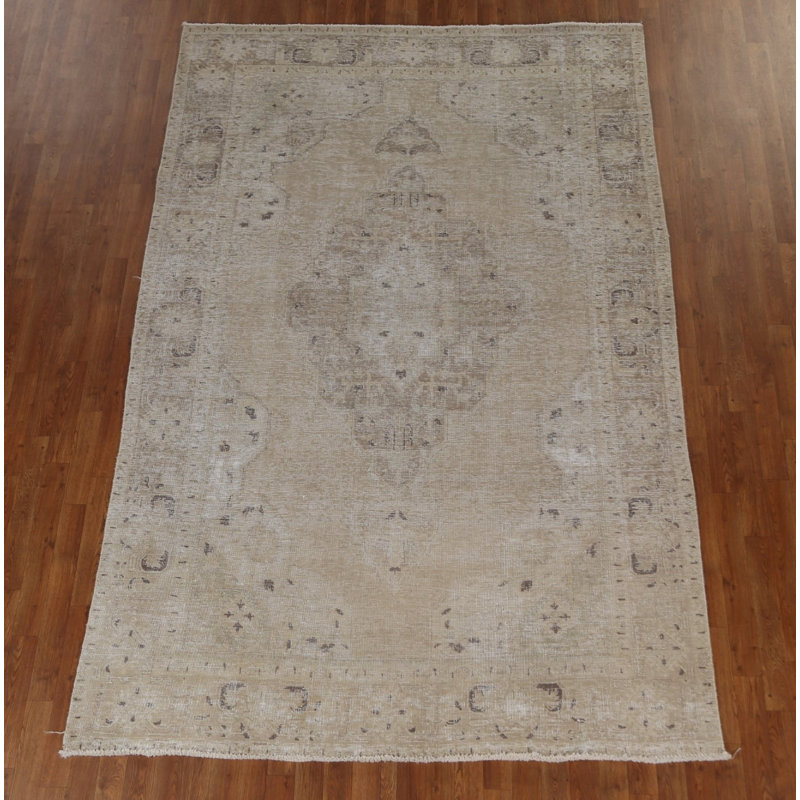 Tapis persan à motif géométrique Tabriz Analidia noué à la main 6 x 10