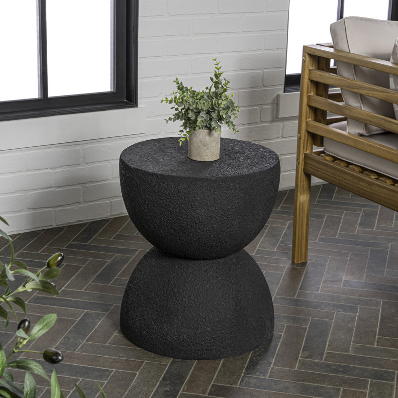 Tabouret et table d'appoint Greta, Noir givré