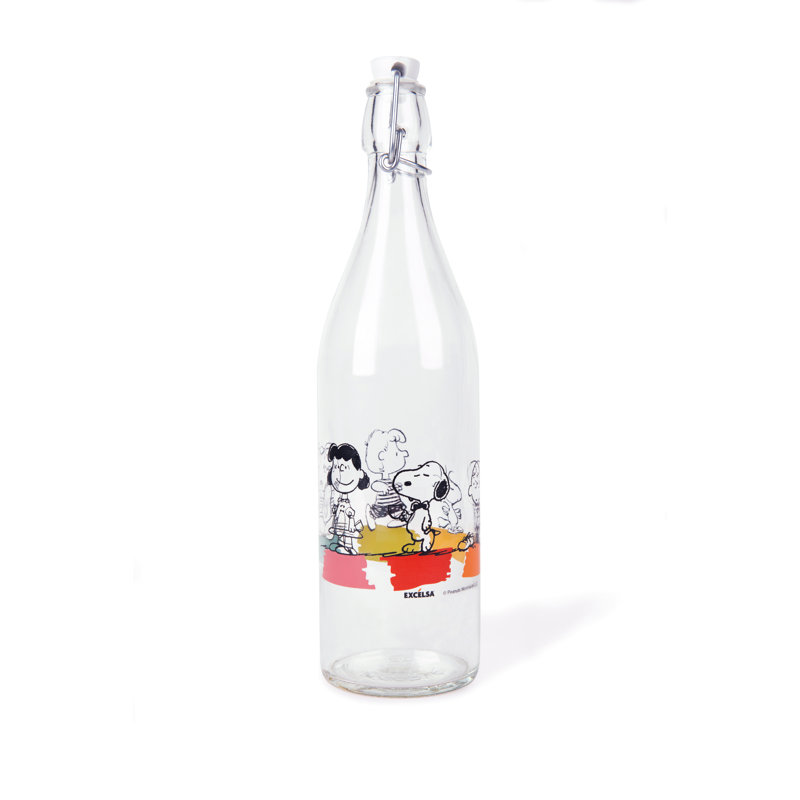 Excelsa Peanuts 1000ml Glass Water Bottle
