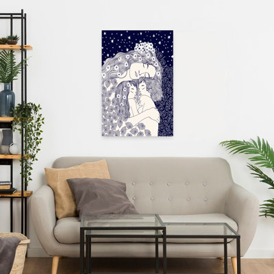 Mother And Children Abstract Contemporary Wall Art Print 1 Piece Wrapped Canvas Wall Art