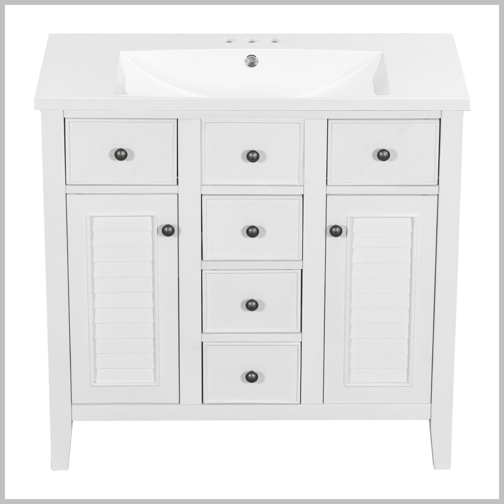 borui Modern Bathroom Vanity with Ceramic Basin and Five Drawers Wayfair