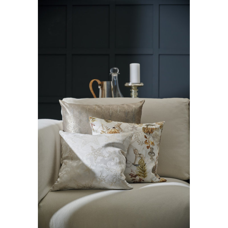 Farnsworth Natur/grau/goldfarben Square Cushion, 48 x 48cm