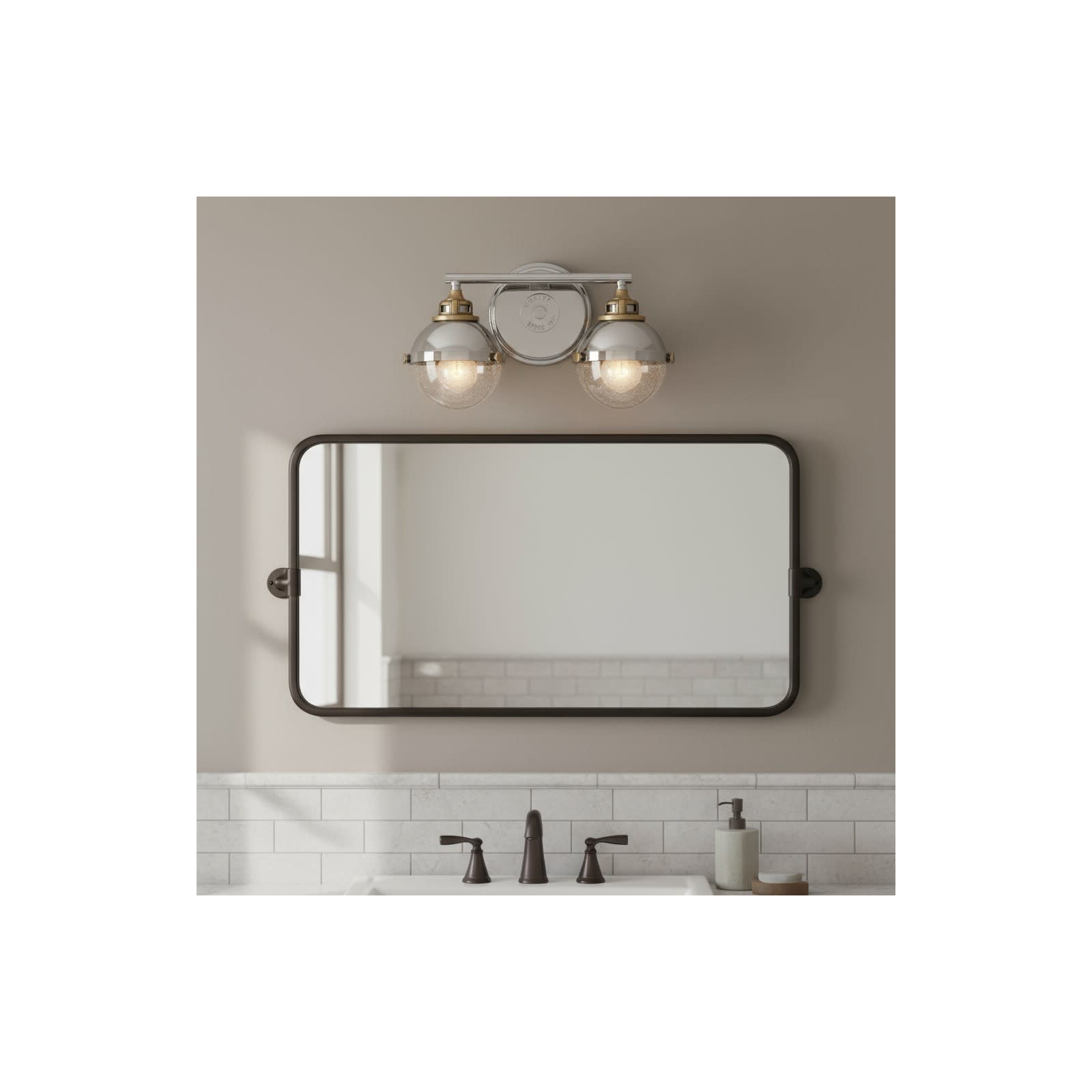 Kyoto 2 Light Seeded Dimmable Vanity Light