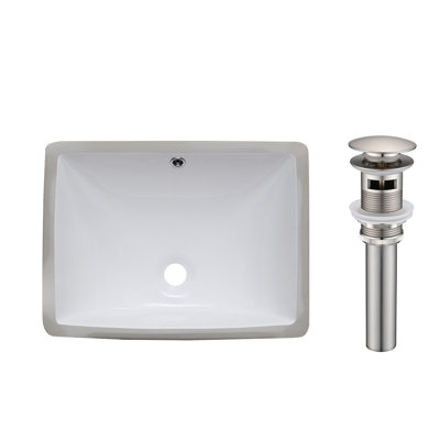 RENIST 14.96" Ceramic Undermount Bathroom Sink with Overflow