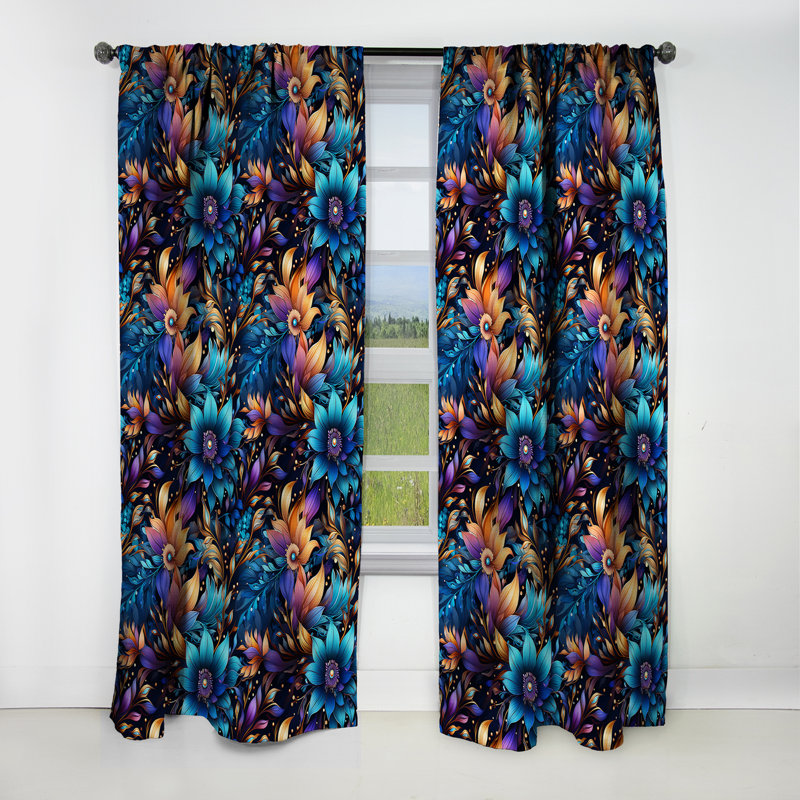 Mystical Boho Boho Motif II - Rideau floral - Rideau occultant floral - 1 panneau, L 52 po x L 90 po