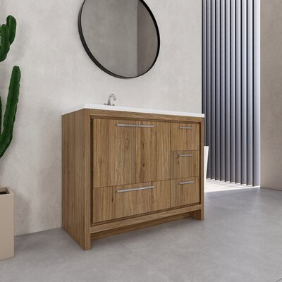 Mihrtad Eden 42"" Left Single Sink Bathroom Vanity Set -  Latitude RunÂ®, 37284C194983445B97D4643BC535A85B