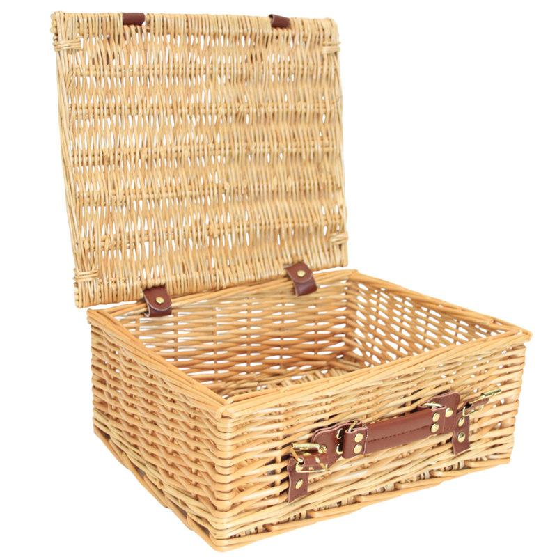 Wicker Hamper Basket with Lid, Beige, 34 L