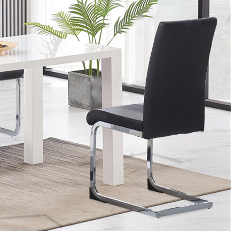 Amelie-Grace Faux Leather Upholstered Armless Dining Chair, Faux leather Dark Grey