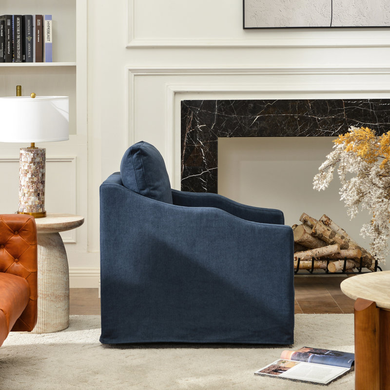 Fauteuil demi-tonneau pivotant rembourré de 28 po de largeur, Navy