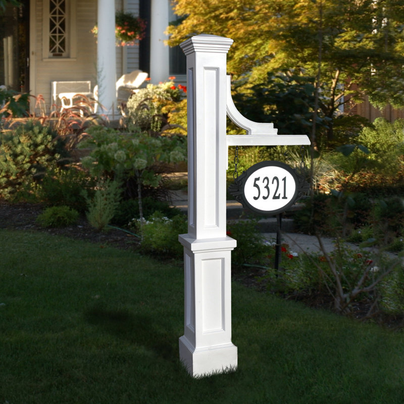 Woodhaven Address Sign Post, White