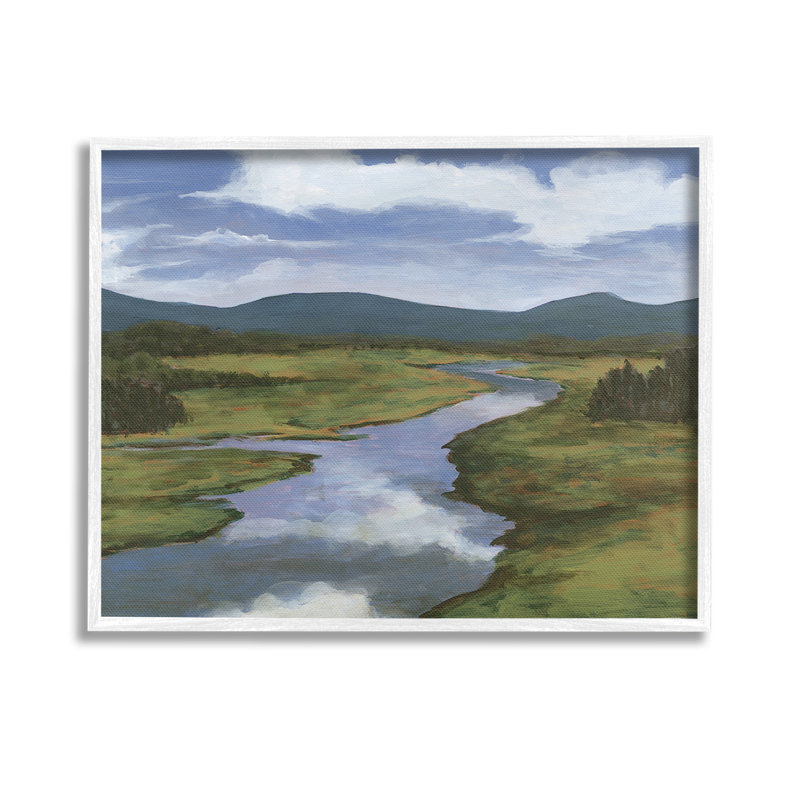 Rivière avec reflet nuage, H 11 po x l 14 po, Estampe numérique encadrée blanc bord de mer