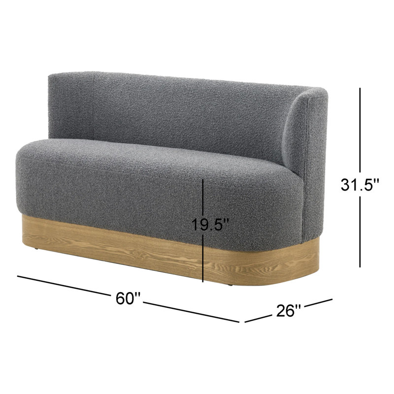 Krista Upholstered Dining Bench, Charcoal