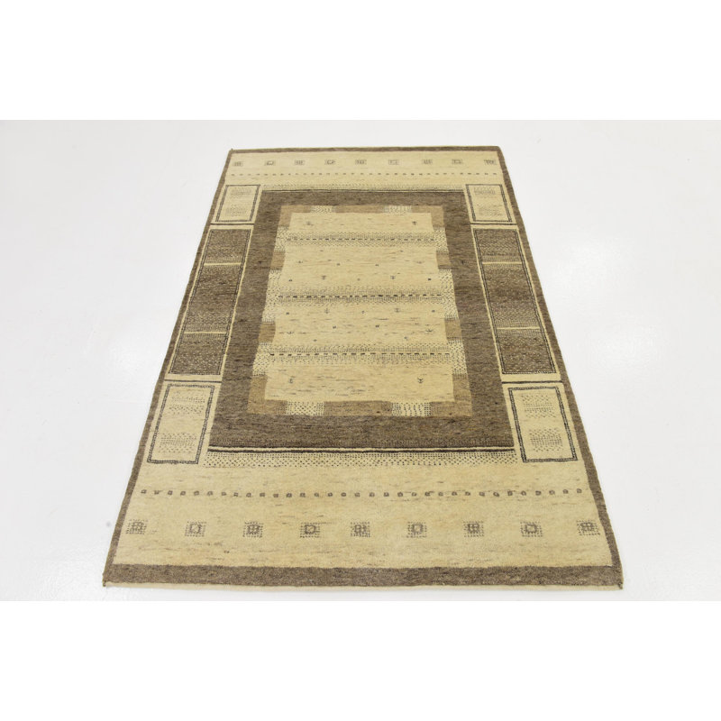 Tapis de surface en laine 4 pi x 5 pi 10 po one-of-kind noué la crème Didcot