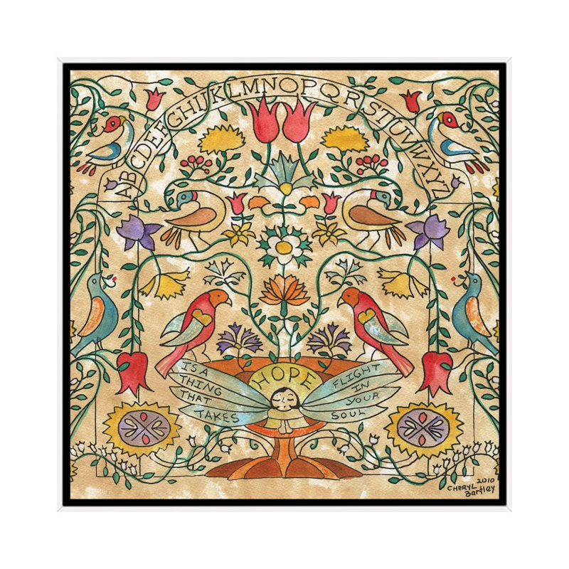 "Hope" par Cheryl Bartley-impression d’art graphique, Toile blanche encadrée, H 37 po x l 37 po x P 1,5 po, Pas de tapis