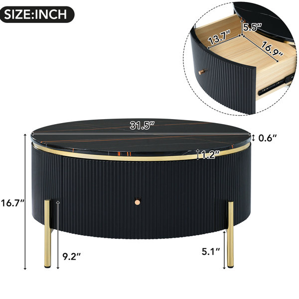 Round Writing Table Mercer41 Contemporary Round Writing Table With Drawers, Exquisite ...