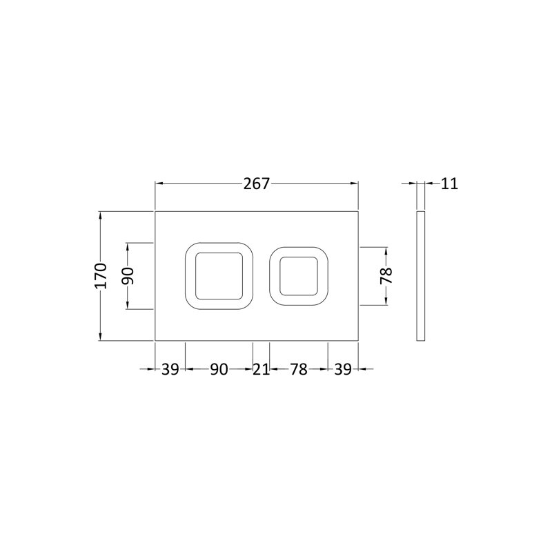 Matt Black Square Dual Flush Push Button, Matte White