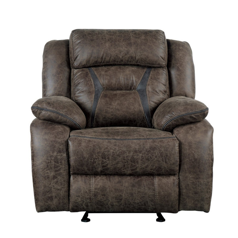 Jannali 37.5'' Traditional Polished Microfiber Manual Glider Recliner with Tab Pull Recline, Gentle Gliding Motion & Plush Pillow Top Armrests