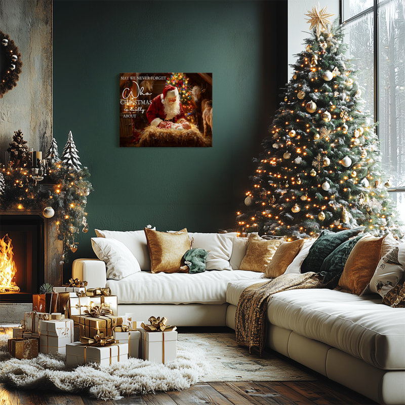 P&L Art Christmas, crèche de Noël, art mural sur toile, décor festif avec «May We Never Forget», reproduction d'art sur toile encadrée