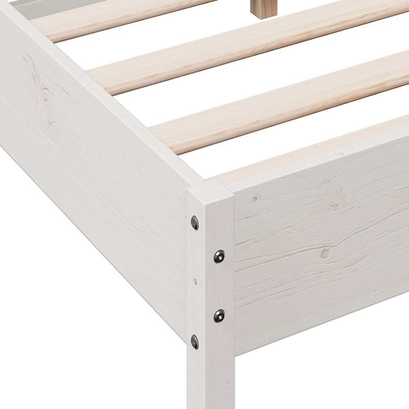 Anthoine Solid Wood Bed, White, European Kingsize (160 x 200cm)