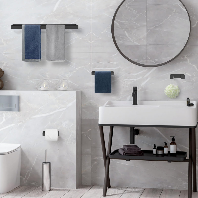 Bathroom Hardware Set (Set of 4), Matte Black