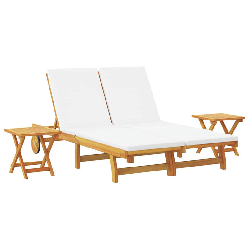 63cm Long Acacia Double Chaise, Cream White