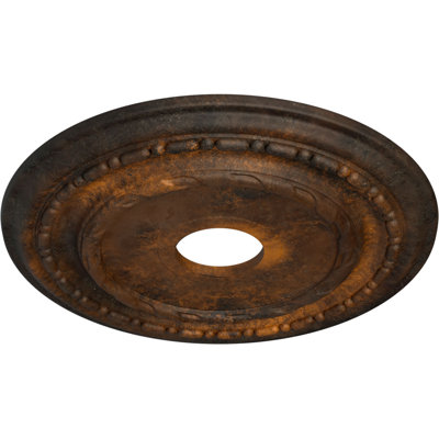 Médaillon de plafond Endurathane Tyrone, DO 16 1/8 po x P 3/4 po (convient aux auvents jusqu'à 6 3/4 po), finition cuivre patiné peint à la main