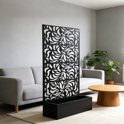H 70,87 po x l 46,06 po avec moustiquaire et boîte à fleurs, pot de fleurs décoratif en métal sur pied pour terrasse et balcon