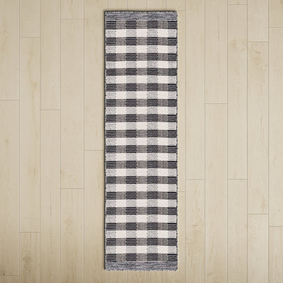Striped Kilim 807 Area Rug In Black / Ivory