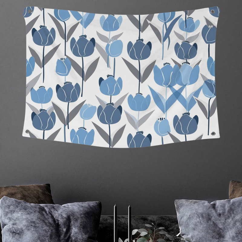 Tapisserie murale à motif de tulipes - décoration murale florale, H 88 po x l 104 po