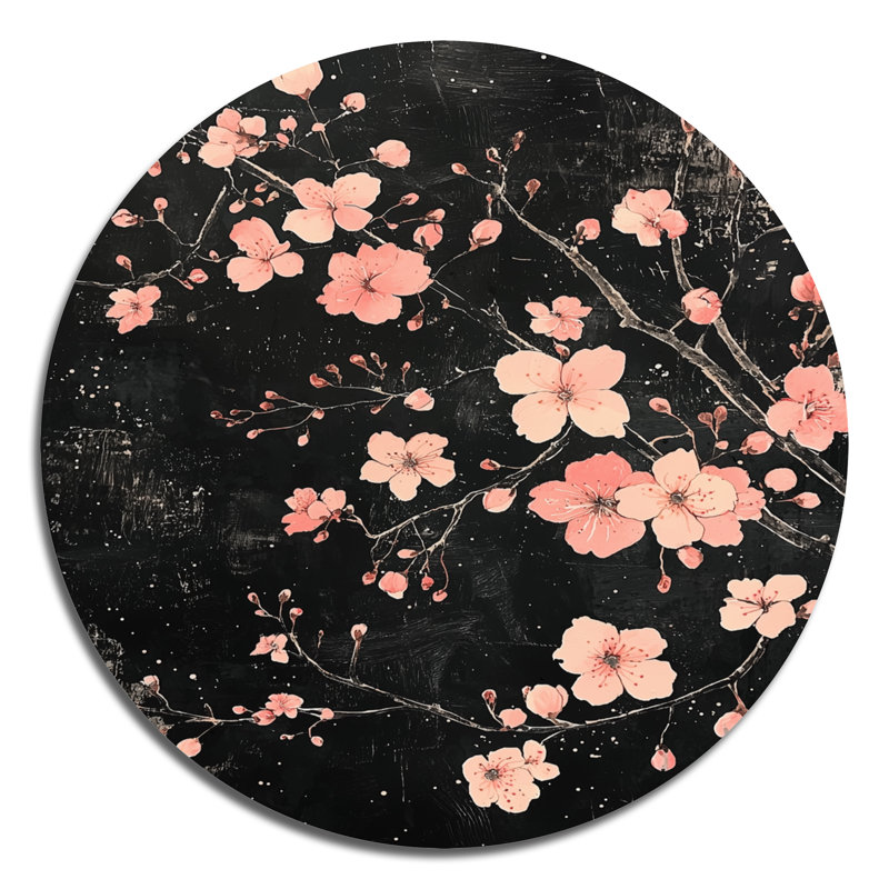 Cherry Blossom Midnight Blooms II - art mural rond en métal Cherry Blossom, H 36 po x l 36 po