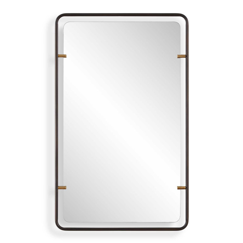 Miroir mural décoratif réversible en métal arrondi suspendu