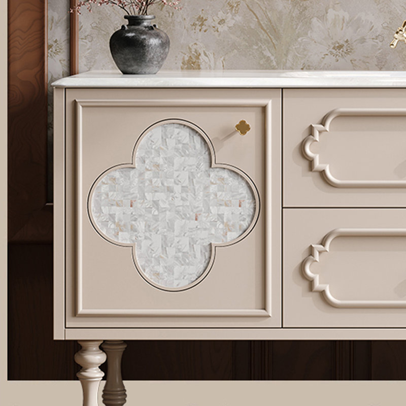 Armoire de salle de bain tendance au sol, H 33,46 po x l 55,12 po x P 21,65 po, Beige