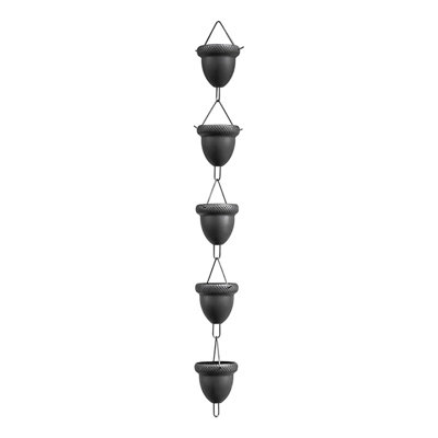 Modern Hand-Hammered Acorn Aluminum Rain Chain for Gutters - 3.3FT/100cm, Large Cups, Decorative Outdoor Downspout Replacement for Garden, Yard & Patio