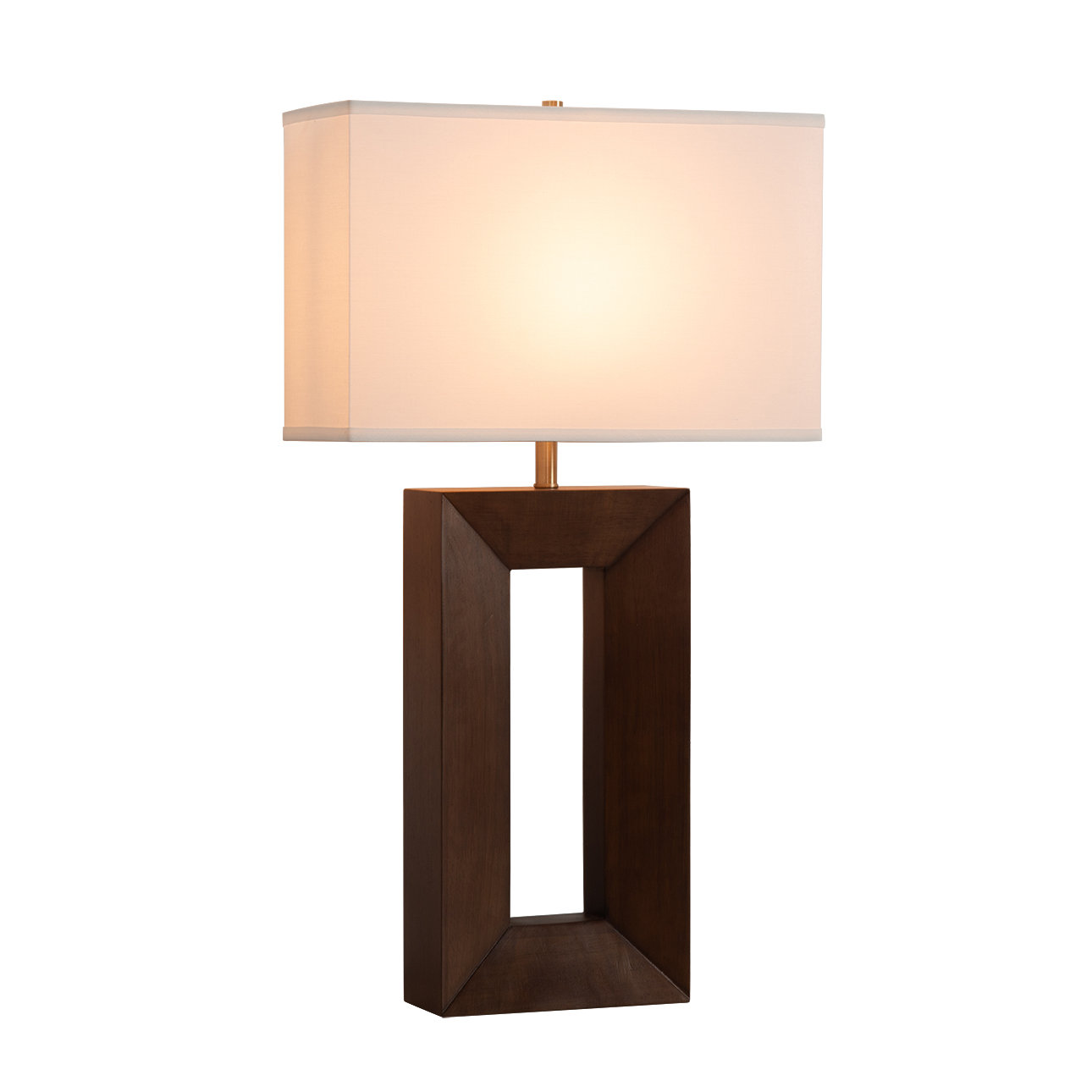 Nova of California Julie Standing Table Lamp - Dark Walnut Wood Finish, Weathered Brass, White Linen Shade | AllModern