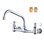 8" 2-Handle Wall Mounted Commercial Standard Kitchen Faucet with Swivel Spout In Chrome