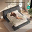 Structure de lit tapissier grand avec tête de lit 5,9 po, lit plateforme entièrement rembourré, coins arrondis doux et silencieux pour la chambre principale / chambre d'amis, assemblage facile en 15 minutes, gris-1229927151-1230701030
