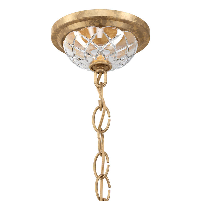Bagatelle Pendant, 9.5" H x 8" W x 8" D, French Gold, Heritage Handcut Crystal Clear
