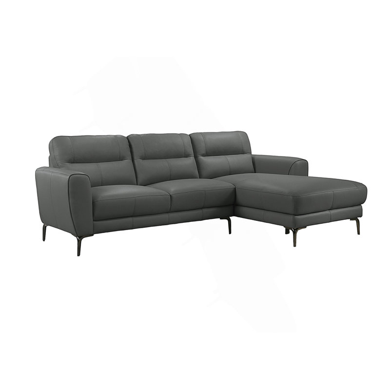 Ensemble modulaire 2 pièces, Cuir véritable gris anthracite