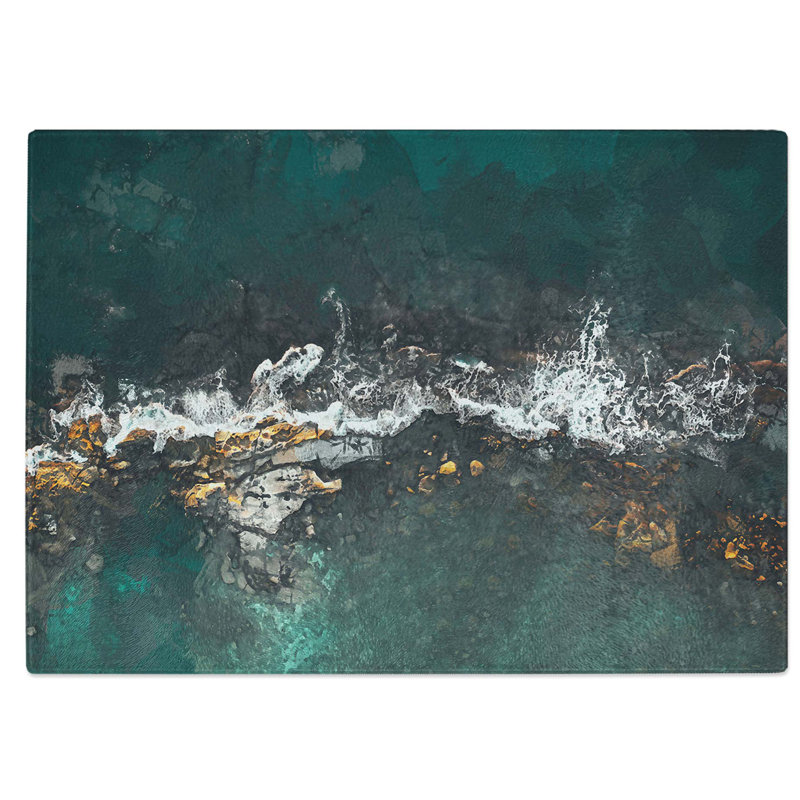 Tempered Glass Coast of Hawaii Chopping Board, 28.5 cm W x 20 cm L