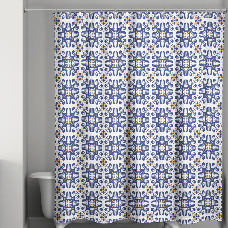 Rideau de douche Langridge, Géométrique bleu 1