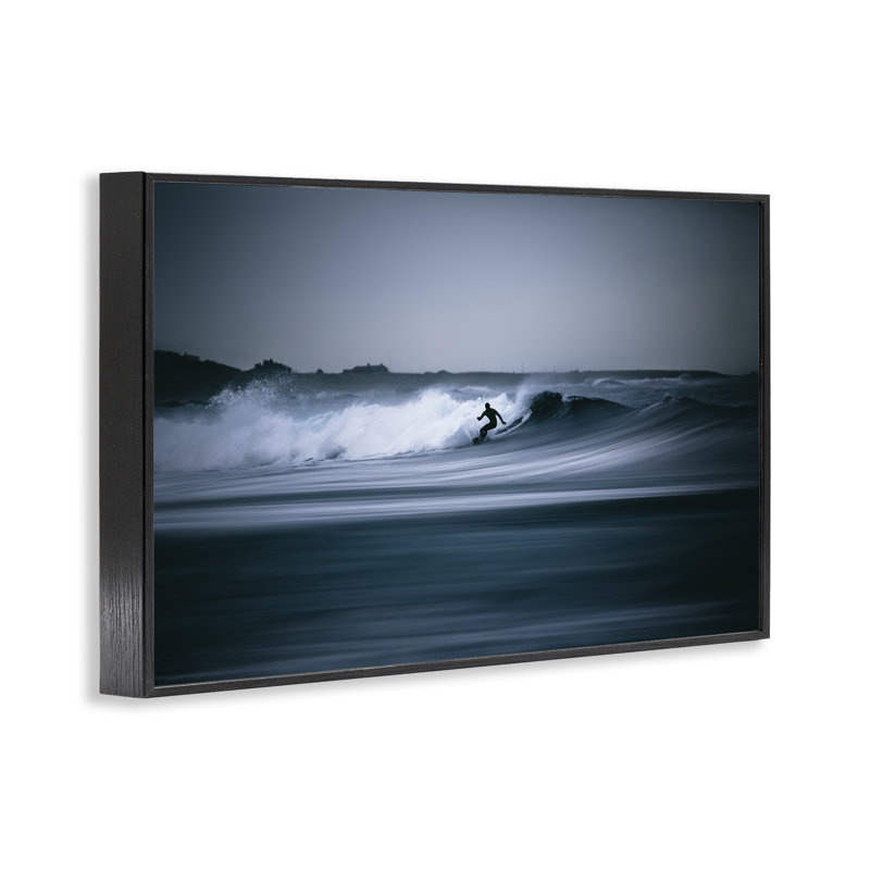 Giclée encadrée par Surfing Waves, design par Thomas Tepstad Berge, H 12 po x l 18 po, Giclée encadrée noir minuit
