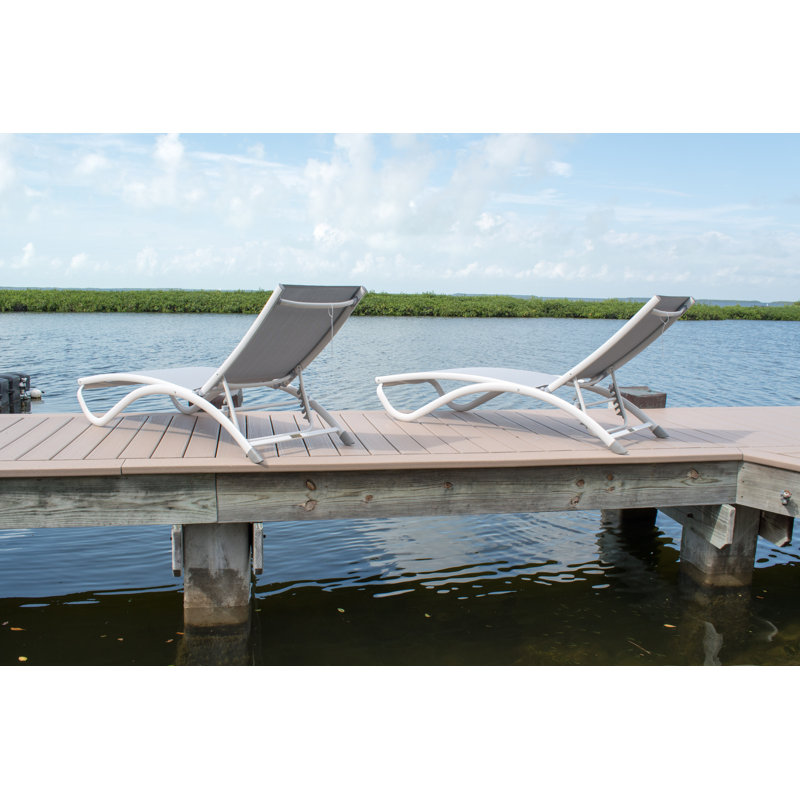 Chaise longue simple inclinable 75 po Brizio, Gris