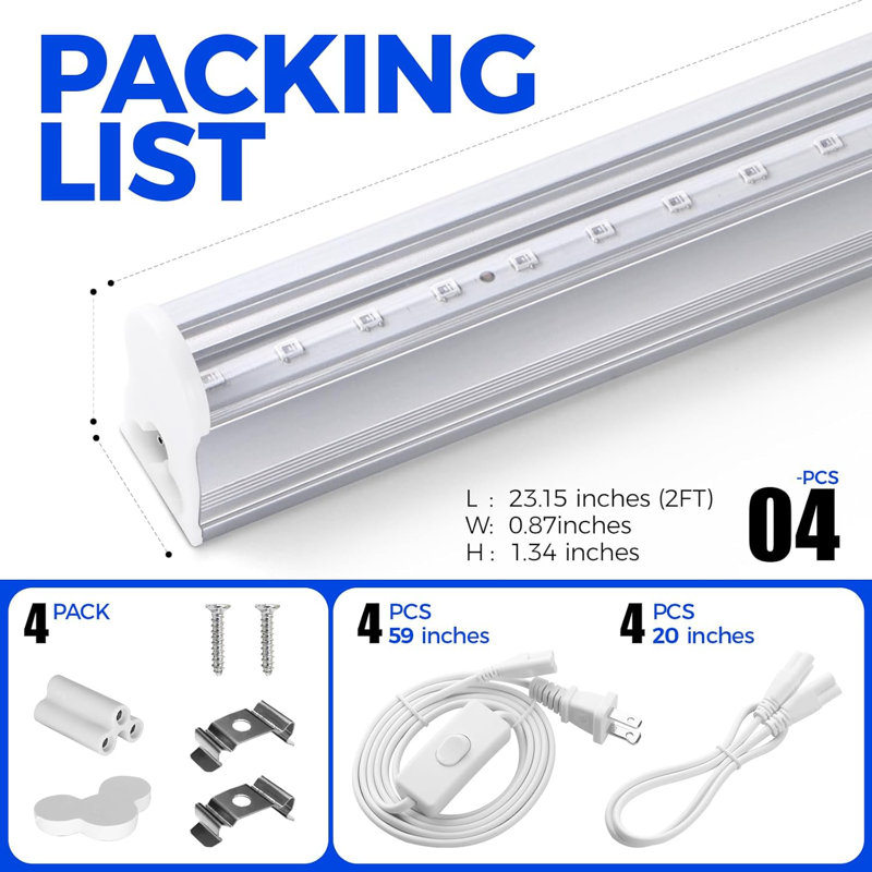 Barrette Barrlight 2FT T5 à DEL UV Barrina, 9 W, 4 paquets