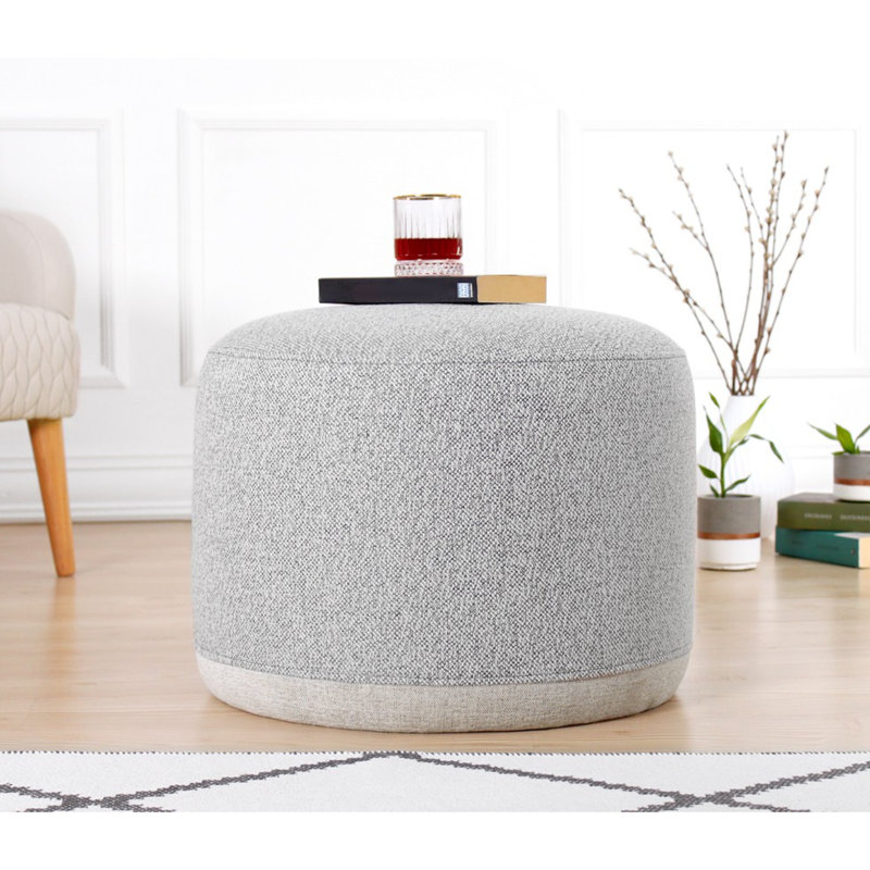 Repose-pieds pouf élégant, gris clair, 16,1 po x 20,1 po | 100% tissu de lin, éponge orthopédique de 4,0 pouces, pieds cachés recouverts de PVC | Parfait pour les décors bohémiens, scandinaves ou d'hôtel, design polyvalent et confortable