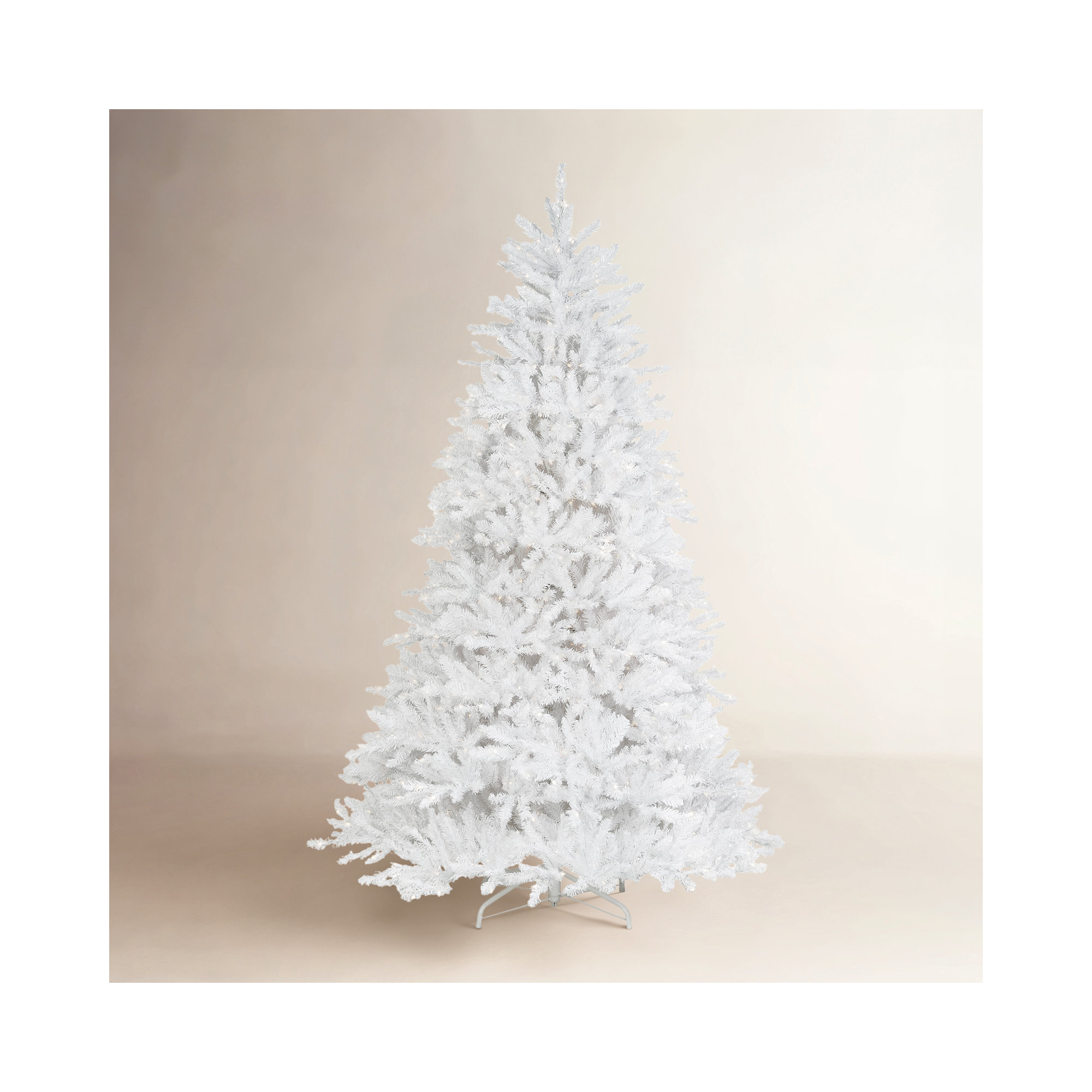 The Holiday Aisle® Dunhill Fir White Tree with Clear Lights, 9'