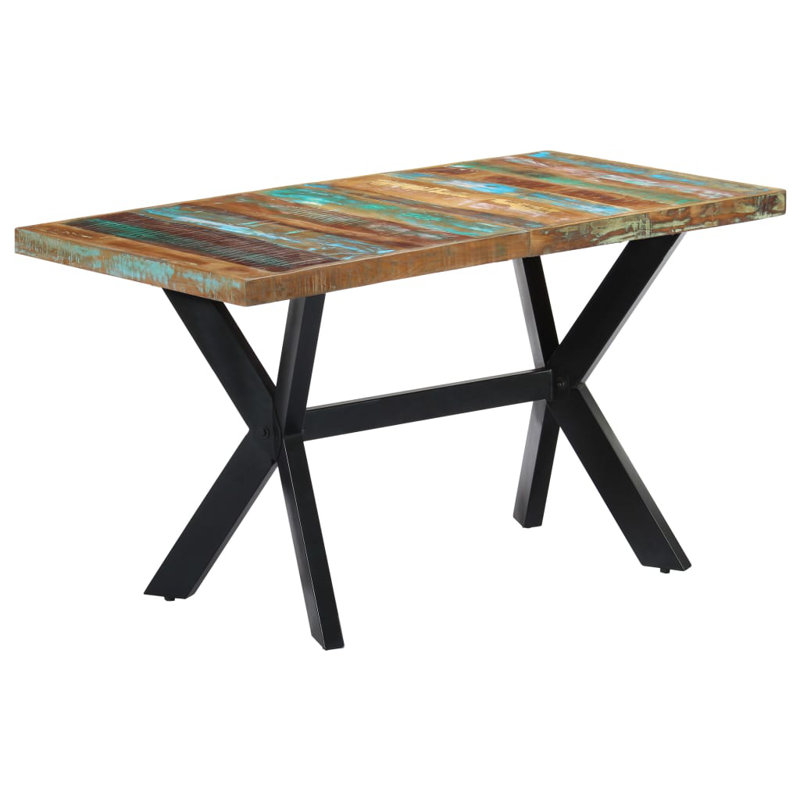 Table de salle à manger, Brun et bleu, L 55,1 po x l 27,6 po