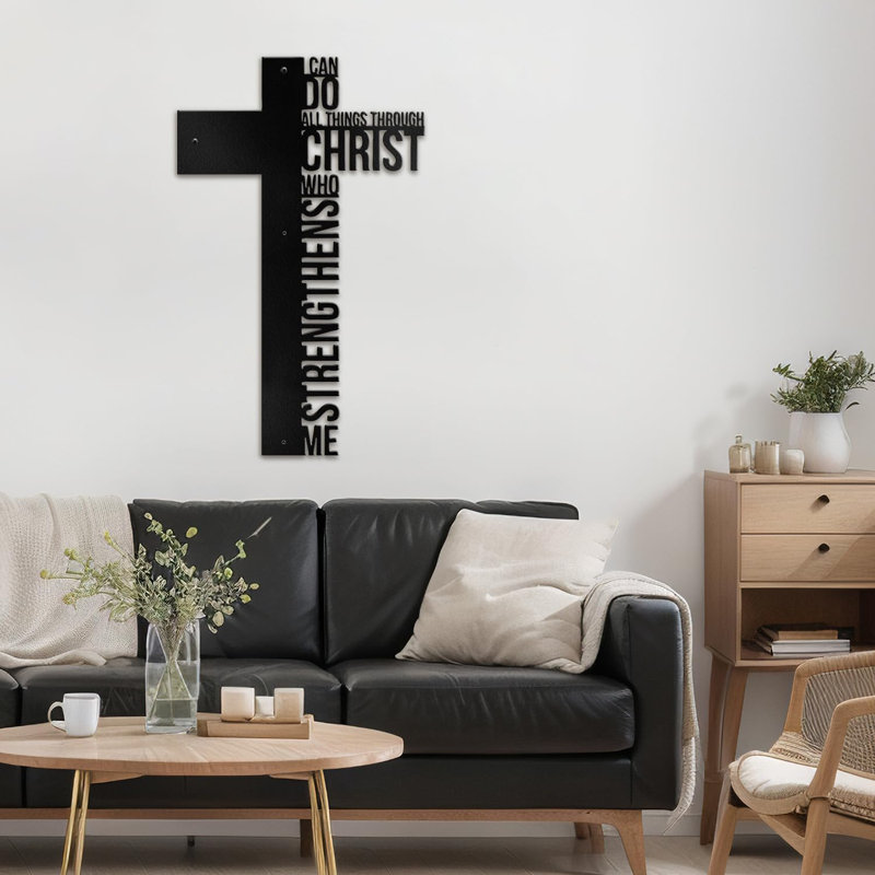 Décoration murale en métal, H 16 po x l 8 po x P 0,05 po, Noir