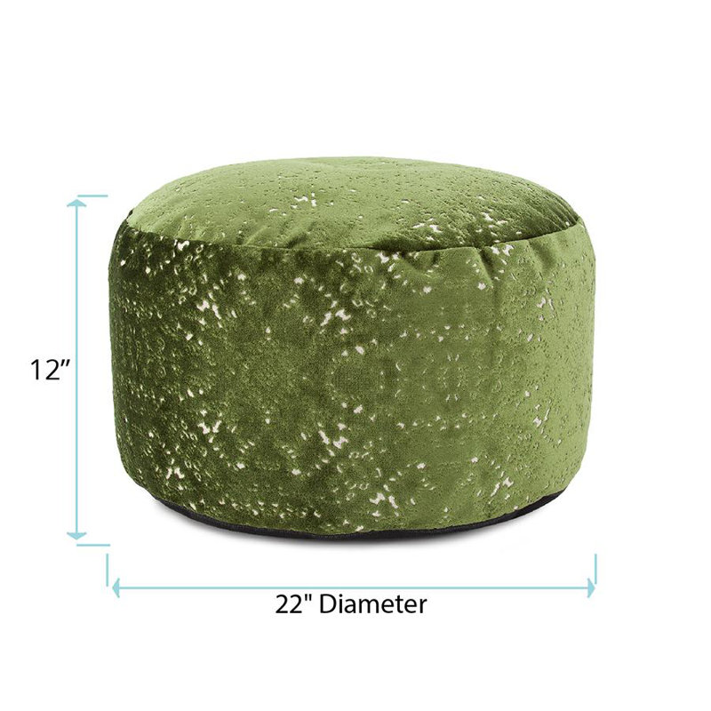Pouf rond de 22 po de largeur, Mélange de polyester émeraude Pasini